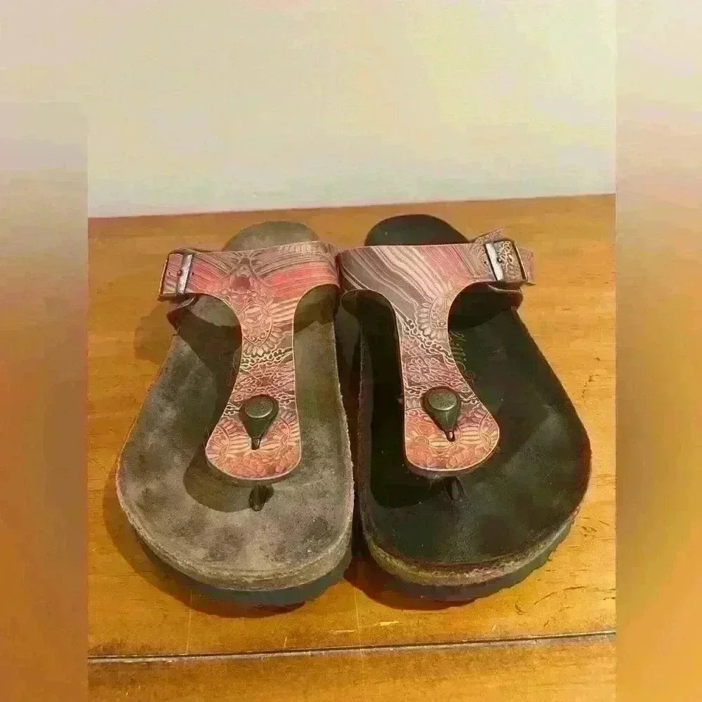 Papillon Birkenstock Brown Tone Geo Design Gisele Sandals Size 41